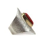 
Edison Cummings (b. 1962) - Navajo - Contemporary Coral, 14K, Sterling Silver Tufacast Ring, size 11 (J91963-0523-002) 1
