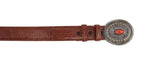 Leonard Nez - Navajo Contemporary Coral, Silver, and Leather Belt, 39" to 42" waist (J91963-1122-001)
2