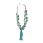 Navajo 3-Strand Turquoise, Spiny Oyster, and Heishi Necklace with Jocla Pendants c. 1960s, 30" length (J91993C-0921-015)