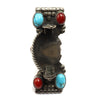 Marie Dale - NavajoTurquoise, Coral, and Silver Watchband Ring c. 1950s, size 7.5 (J92210-0211-014)
