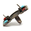 Marie Dale - NavajoTurquoise, Coral, and Silver Watchband Ring c. 1950s, size 7.5 (J92210-0211-014) 1
