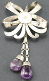 Mexican Amethyst and Silver Pin, c. 1940s, 4.75" x 2.5" (J92447-0612-001)