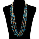 Santo Domingo (Kewa) Turquoise, Spiny Oyster, and Heishi Necklace c. 1970s, 28" length