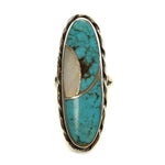 Nelson Lee - Turquoise and Mother of Pearl Channel Inlay Ring c. , size 5