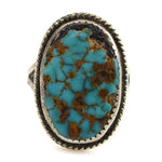 Bessie Tanger - Navajo Turquoise and Silver Ring c. 19, size 7