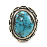 Tom Weahkee - Zuni Turquoise and Silver Ring c. 1960s, size 7.5