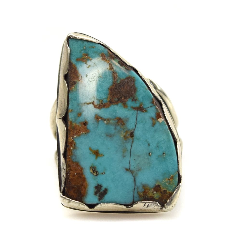 John Elliot - Navajo Turquoise and Silver Ring c. 1960s, size 6.75