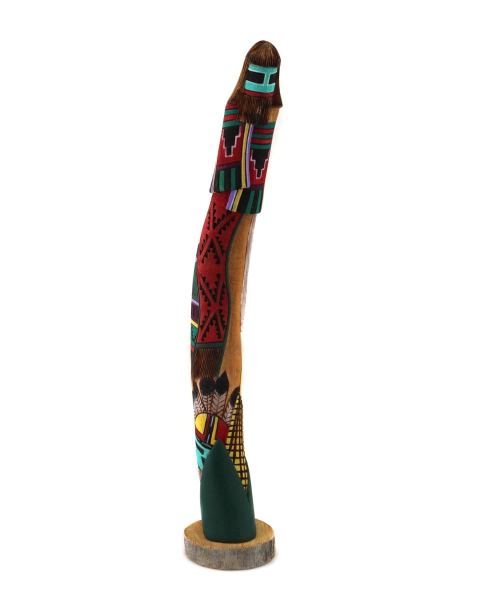 Jerry Guy (Navajo) - Carving of a Hopi Long-Haired Kachina c. 1990-2000s, 18" x 3.25" x 5" (K1616)
