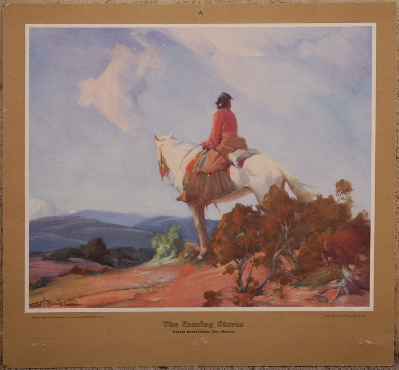 SOLD Gerald Cassidy (1979-1939) - The Passing Storm - Santa Fe Railway Calendar Print