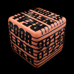 Kaiser Suidan - Pink and Black Word Collage Porcelain Cube
