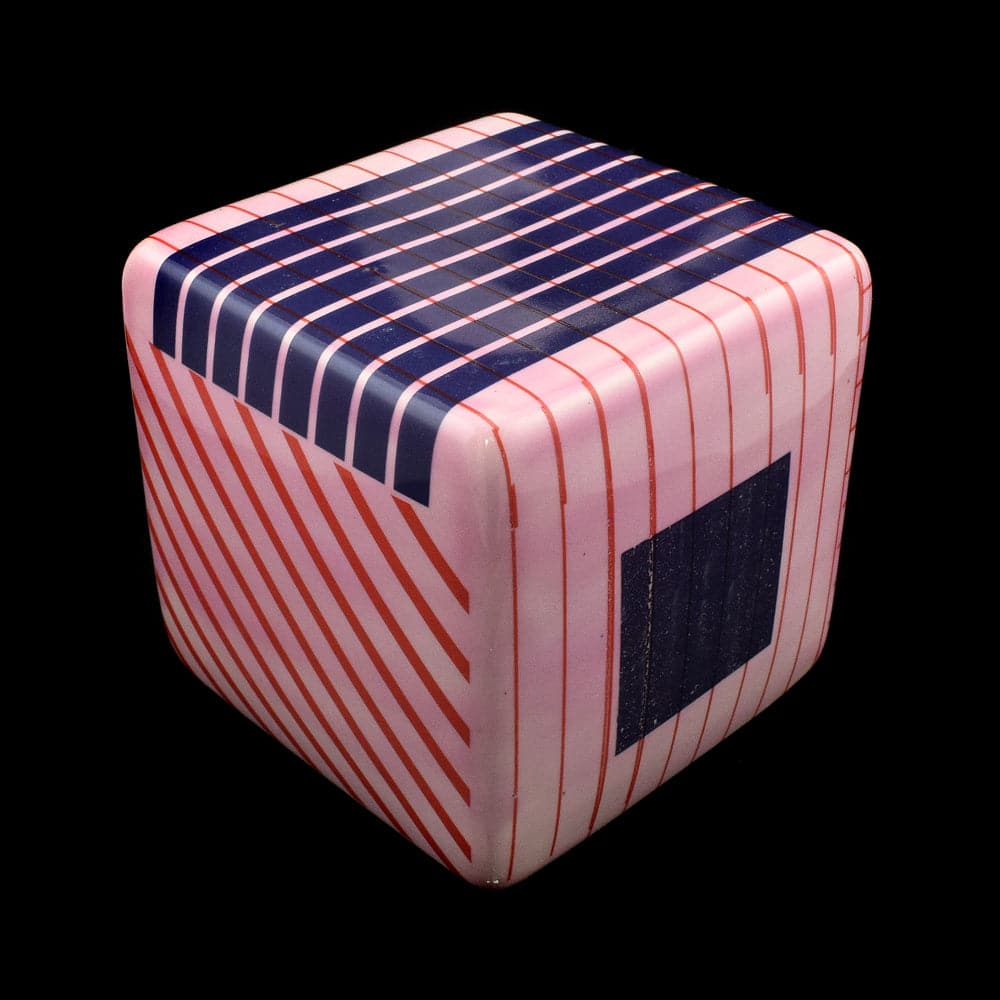 Kaiser Suidan - Pink, Purple, and White Striped Porcelain Cube
