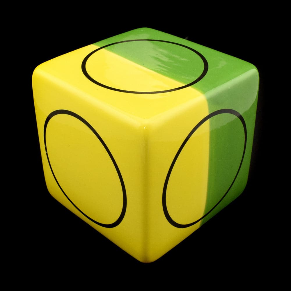 Kaiser Suidan - Green and Yellow Porcelain Cube with Circular Design