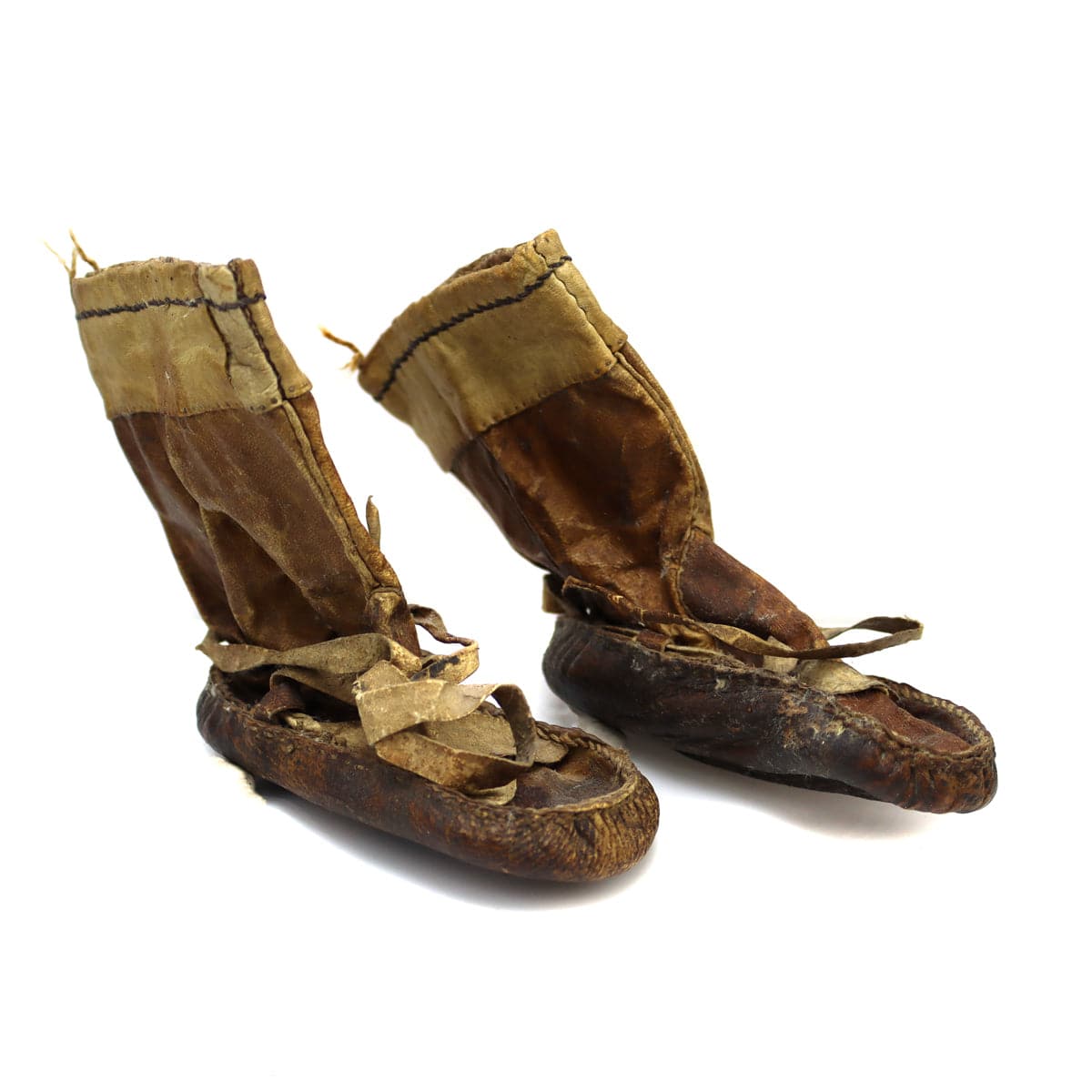 Alaskan Child's Leather Moccasins and Leather and Wooden Drum c. 1900s (M1763) 19
