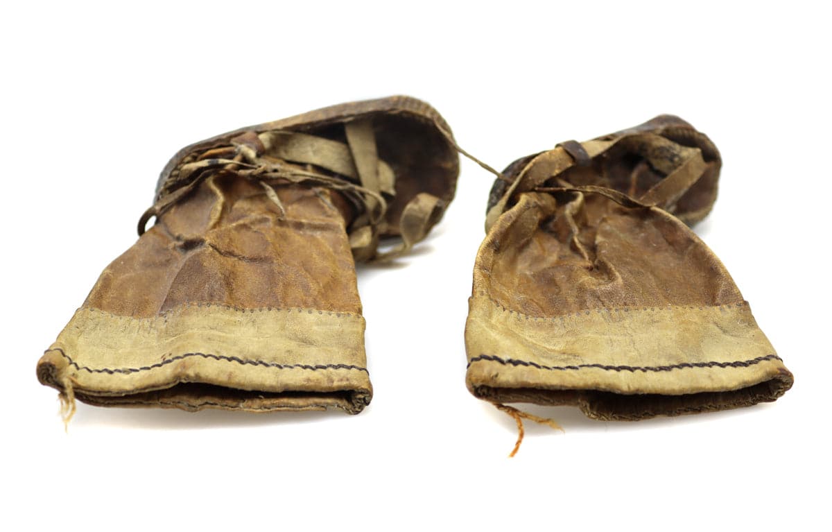 Alaskan Child's Leather Moccasins and Leather and Wooden Drum c. 1900s (M1763) 25

