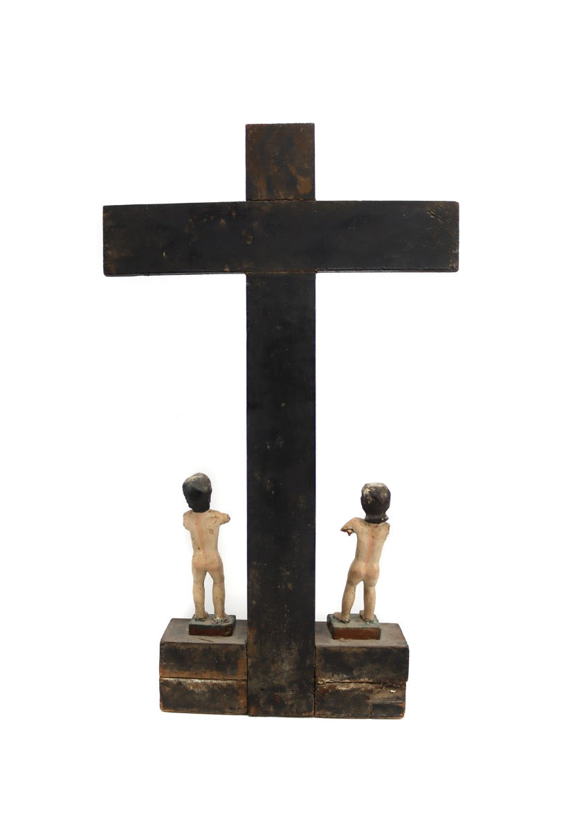 Spanish Colonial Cruz De Animas Bulto Crucifix, 22.5" x 13" x 3.75" (M1907-036)