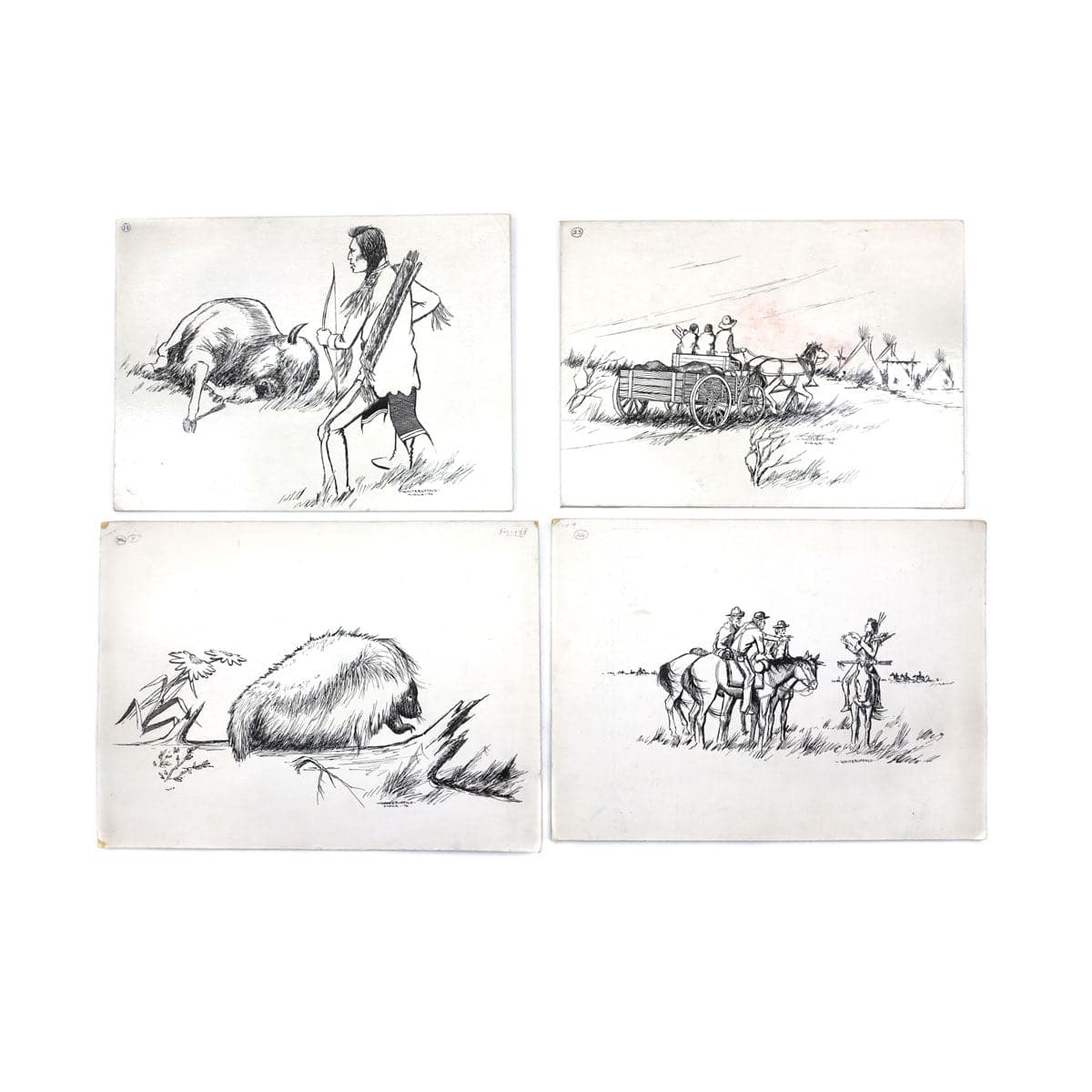 Group of 56 Original Kiowa Drawings, 120 Anko Calendar Drawings, and 13 Vinyl Records of Songs Arranged and Sung by Various Singers of the Southern and Northern Plains Tribes (M90218C-0621-001)3