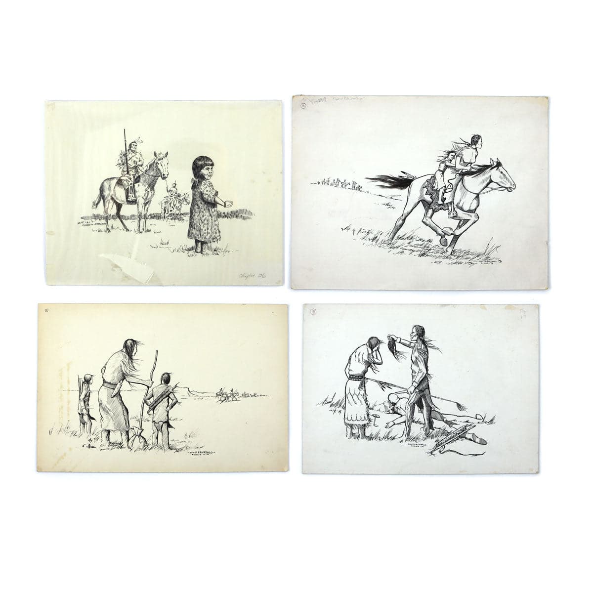 Group of 56 Original Kiowa Drawings, 120 Anko Calendar Drawings, and 13 Vinyl Records of Songs Arranged and Sung by Various Singers of the Southern and Northern Plains Tribes (M90218C-0621-001)11