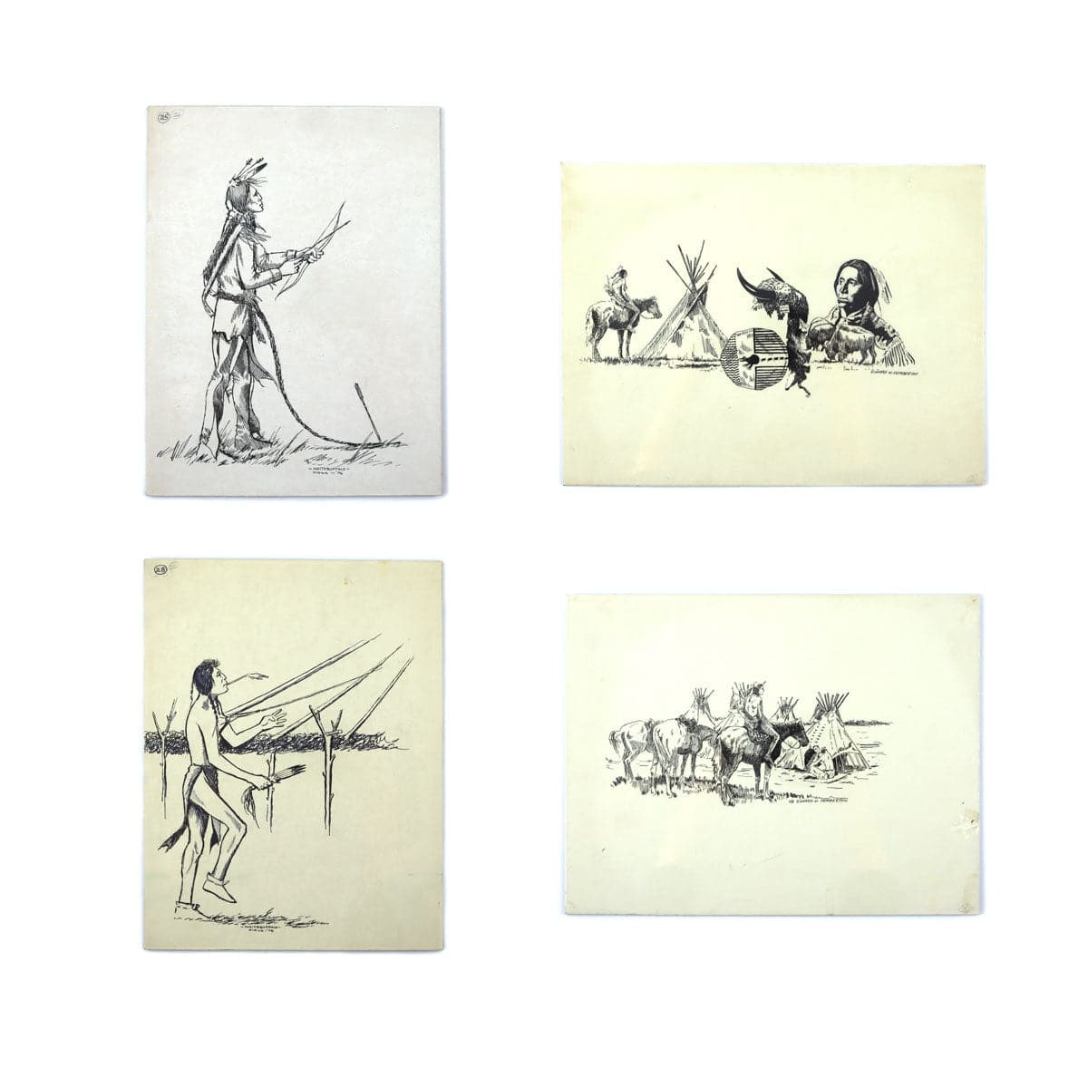Group of 56 Original Kiowa Drawings, 120 Anko Calendar Drawings, and 13 Vinyl Records of Songs Arranged and Sung by Various Singers of the Southern and Northern Plains Tribes (M90218C-0621-001)16