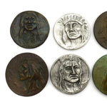 Joe Beeler (1931-2006) - Set of 10 Contemporary Bronze and Pewter Medallions with Native American Faces 1

