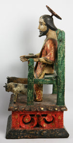St. Luke the Evangelist Bulto with Ox and Calf - Mexico, c. 1860s, 18.5" x 8.5" x 10"