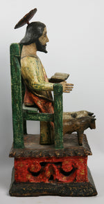 St. Luke the Evangelist Bulto with Ox and Calf - Mexico, c. 1860s, 18.5" x 8.5" x 10"
