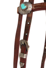 Navajo Leather, Turquoise, and Silver Horse Bridle c. 1930-40s, 37" x 15" (M91926B-1121-002)6