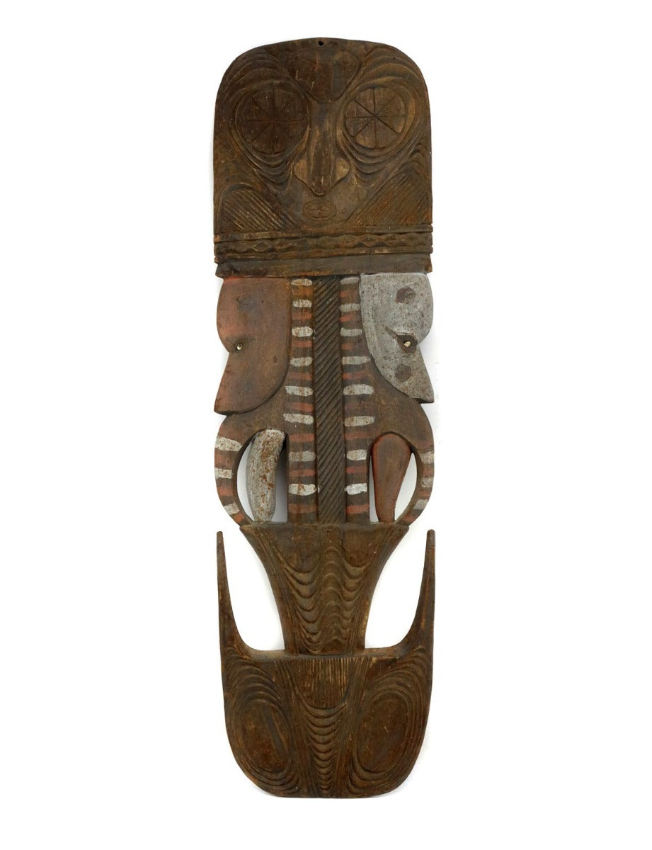 New Guinea Wooden Mask c. 1950-90s, 34.5" x 9.75" x 1" (M92624-0423-007)