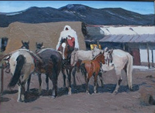 SOLD Laverne Nelson Black (1887-1938) - Taos Indian Night Watch