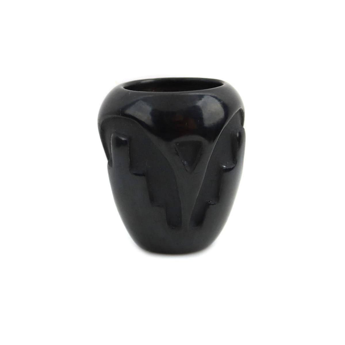 Frances Siow (b. 1959) - Santa Clara Black Vase with Carved Design c. 1980s, 3.25" x 3" (P91870A-0521-001) 2
