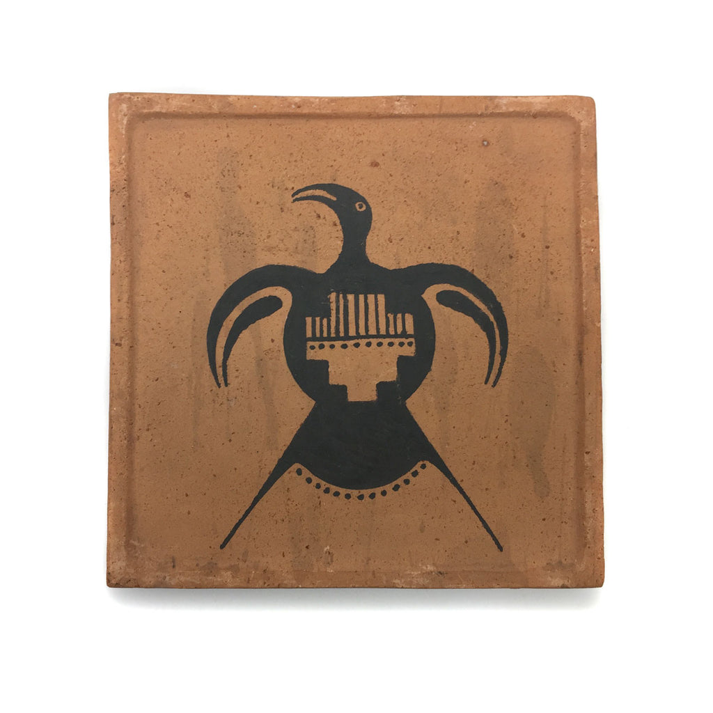 Awa Tsireh (1895-1955) â€“ San Ildefonso Pottery Tile with Thunderbird, c. 1920s, 5" x 5" (P3304-CO-47)
