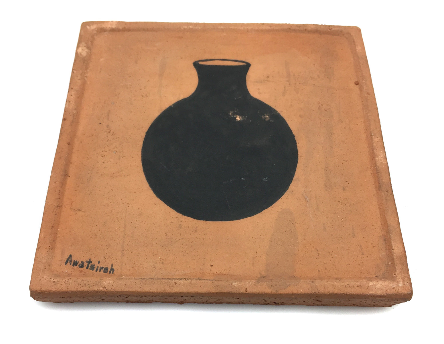 Awa Tsireh (1895-1955) â€“ San Ildefonso Pottery Tile with Olla Pot, c.  1920s, 5 x 5 (P3304-CO-71)
