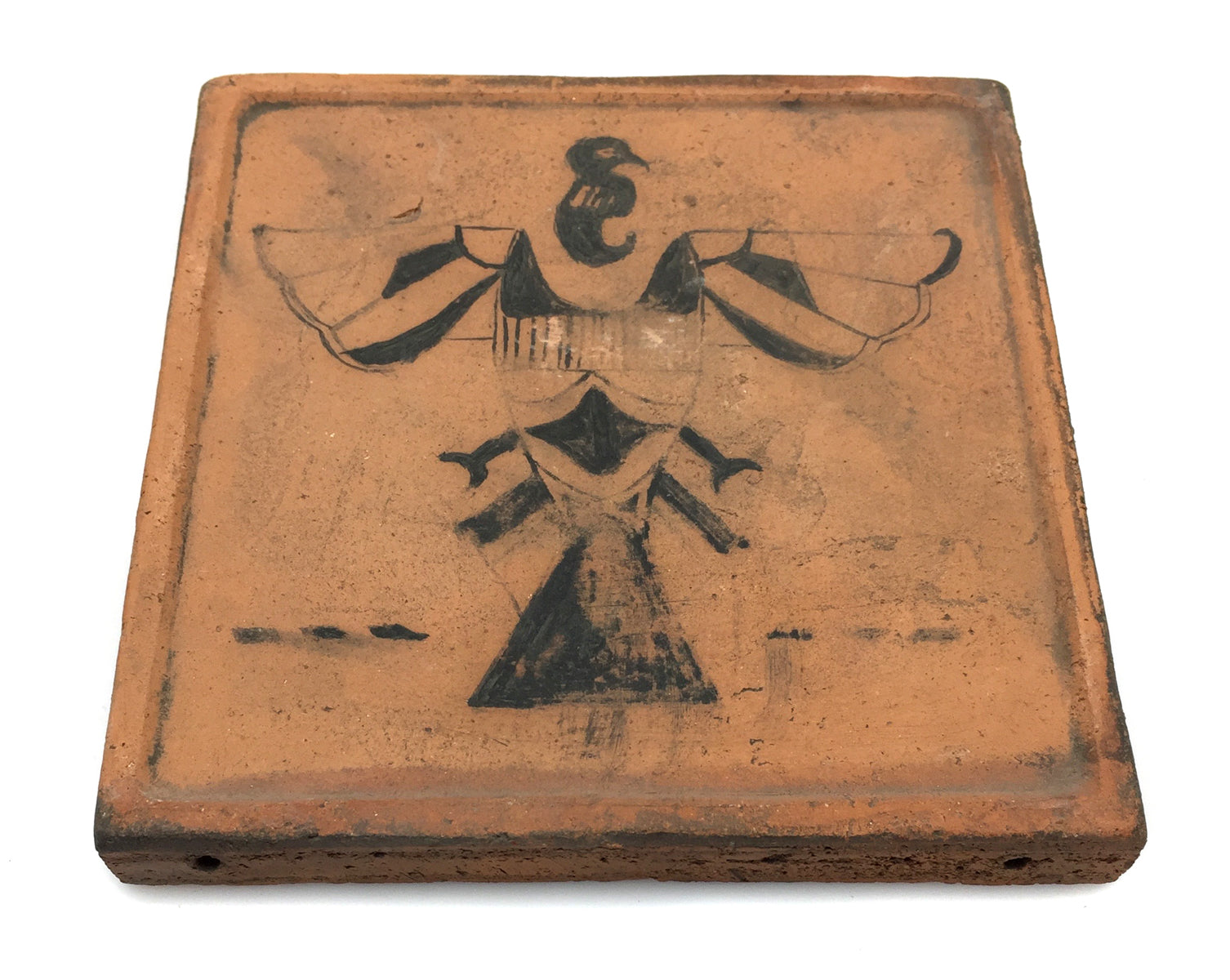 Awa Tsireh (1895-1955) â€“ San Ildefonso Pottery Tile with Thunderbird, c. 1920s, 5" x 5" (P3304-CO-81)1