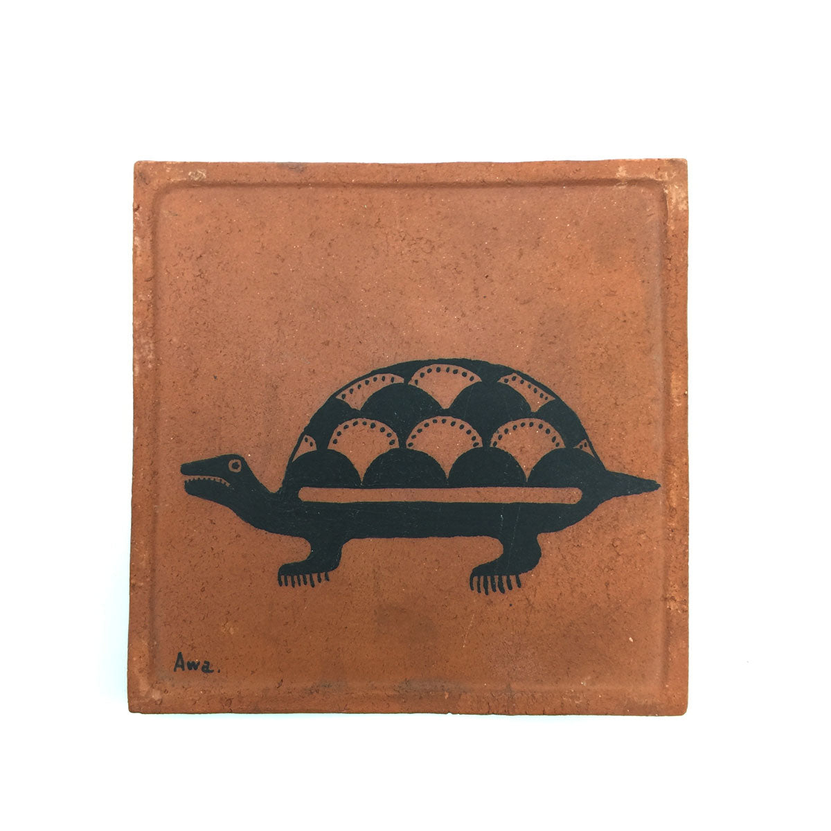 Awa Tsireh (1895-1955) â€“ San Ildefonso Pottery Tile with Turtle, c. 1920s, 5" x 5" (P3304-CO-85)