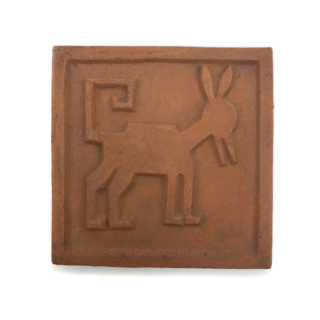 Awa Tsireh (1895-1955) â€“ San Ildefonso Pottery Tile with Animal, c. 1920s, 4" x 4" (P3304-CO-134)