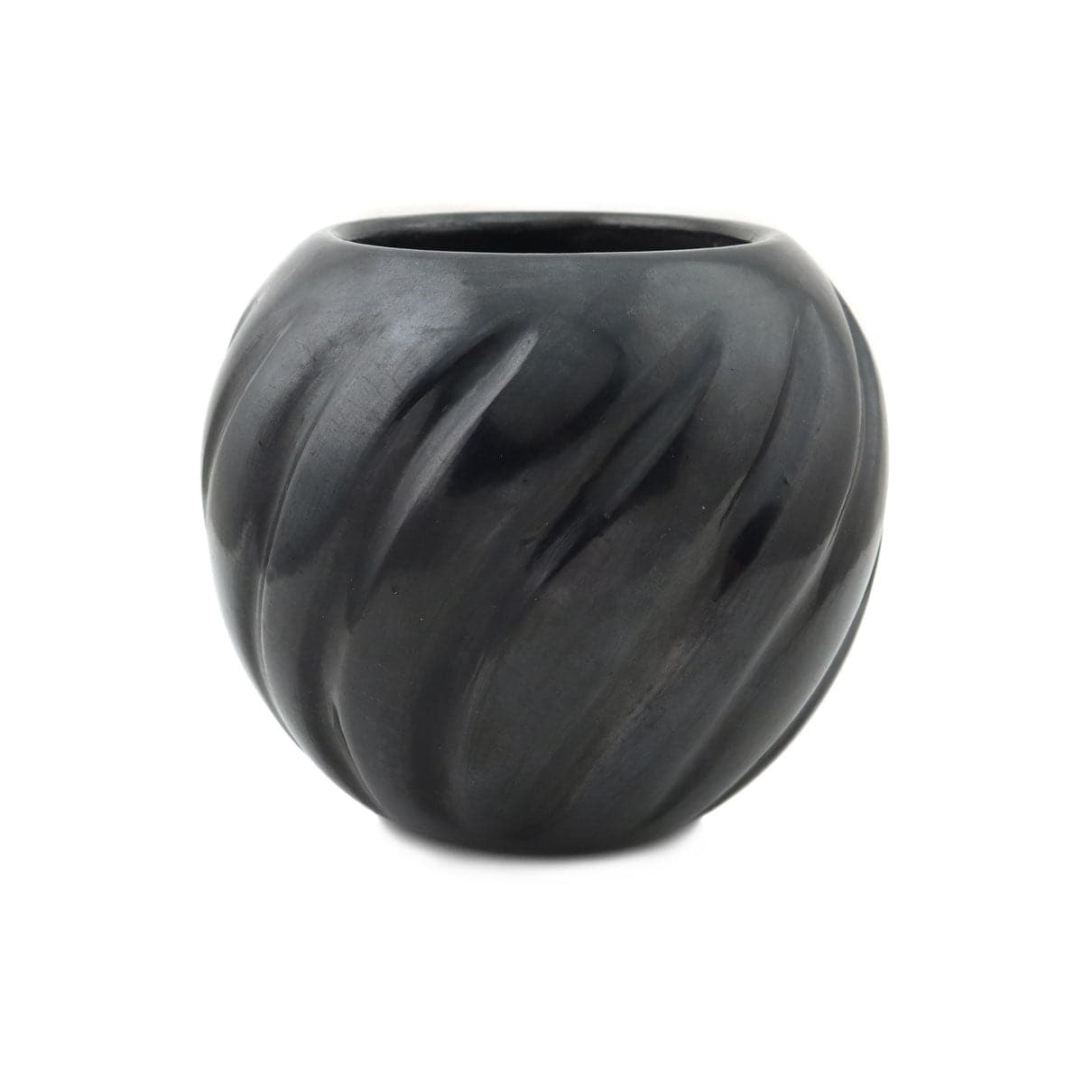 Mary Cain (1915-2010) - Santa Clara Black Jar with Swirl Design c. 1970-80s, 4" x 4.5" (P3500-CO) 2