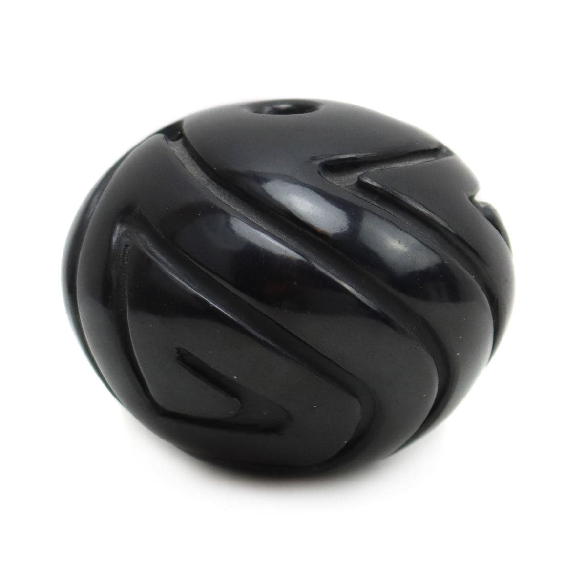 Linda Tafoya (b. 1962) - Santa Clara Miniature Black Jar with Carved Design c. 1989, 2.25" x 2.25" (P3570-026) 1