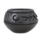 Teresita Naranjo (1919-1999) - Santa Clara Black Bowl with Carved Avanyu Design c. 1970s, 4.75" x 7" (P3570-043) 1