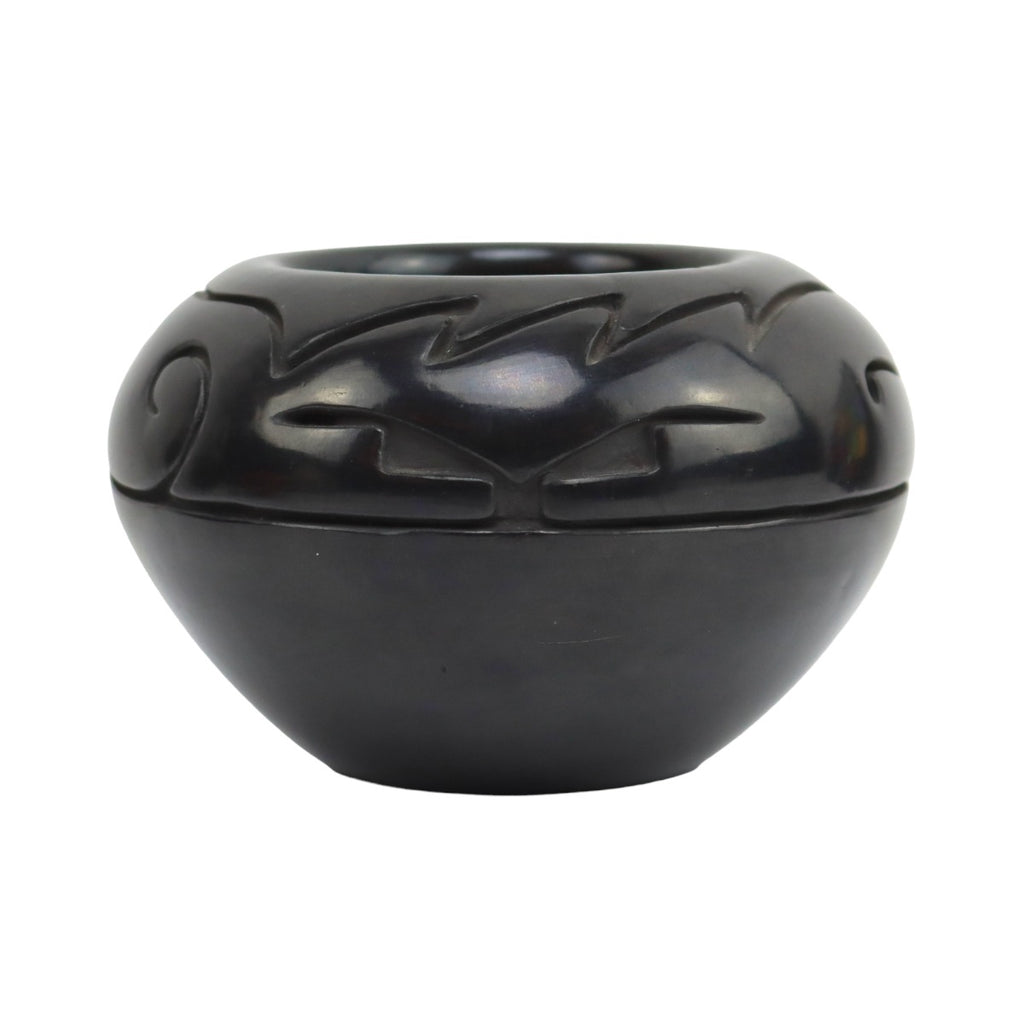 Toni Roller (b. 1935) - Santa Clara Black Jar with Carved Design c. 1976, 3" x 5" (P3570-101)