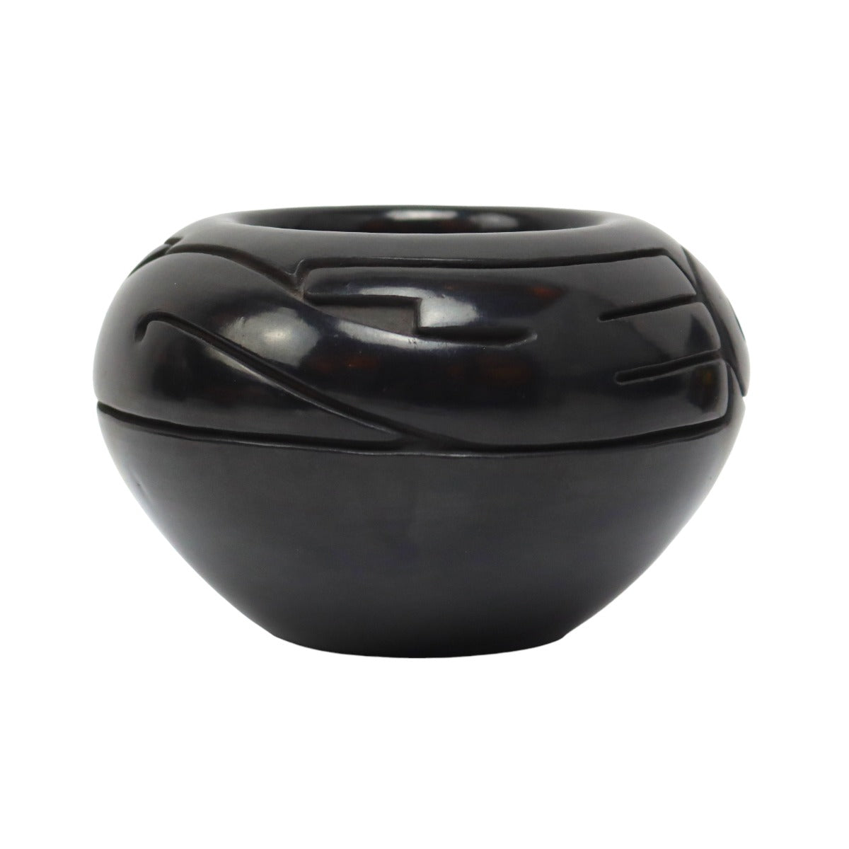 Toni Roller (b. 1935) - Santa Clara Black Jar with Carved Design c. 1976, 3" x 5" (P3570-101) 2