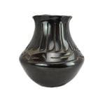 
Chris Martinez - Santa Clara Black Vase with Carved Avanyu and Feather Design c. 1980-90s, 11.5" x 11.5" (P90380B-0623-066)