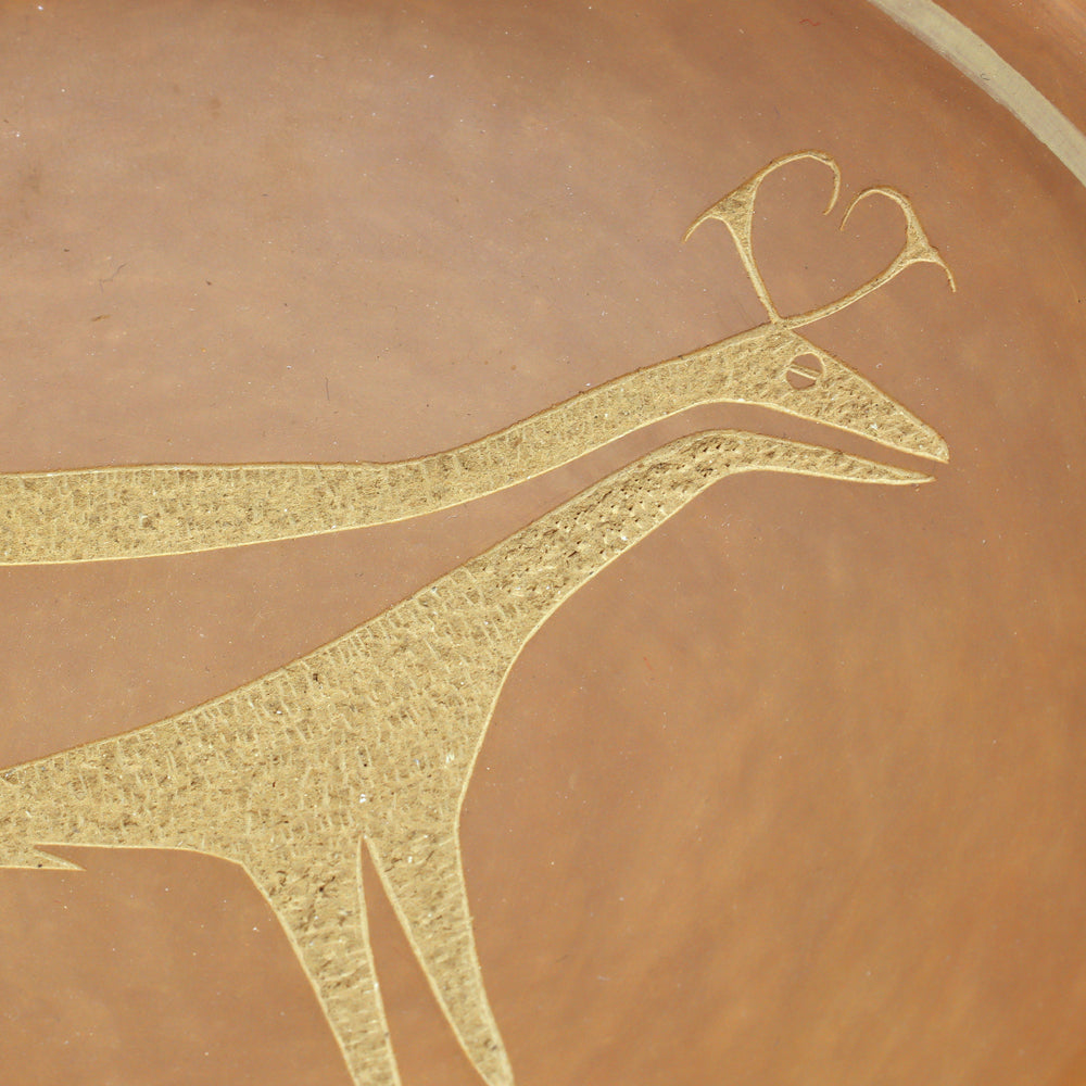 Tony Da (1940-2008) - San Ildefonso Sienna Sgraffito Plate with Heartline Deer Design c. 1970s, 1.25" x 7" (P91138A-0120-049) 1
