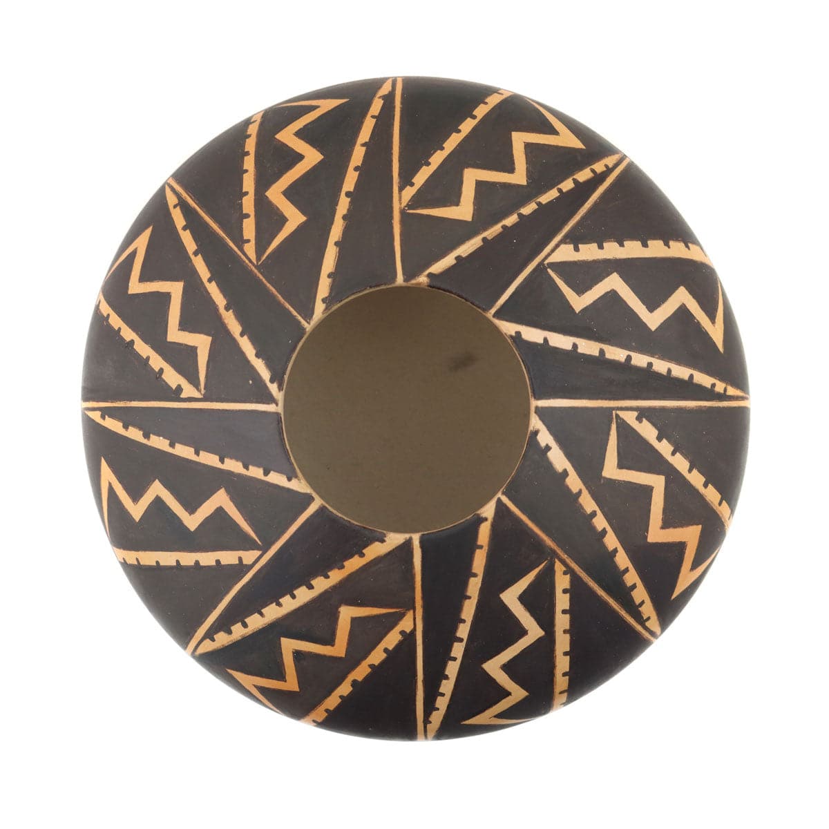 Dextra Quotskuyva Nampeyo (1928-2019) - Hopi Contemporary Jar with Spiral Zig-Zag Design, 3.25" x 5.625" (P91138A-0222-001)