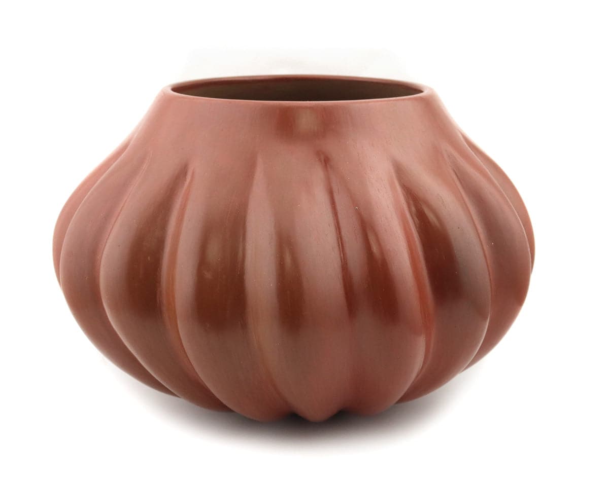 Helen Shupla (1928-1985) - Santa Clara Redware Melon Jar c. 1980-90s, 6.25" x 9.375" (P91138A-0222-009) 2