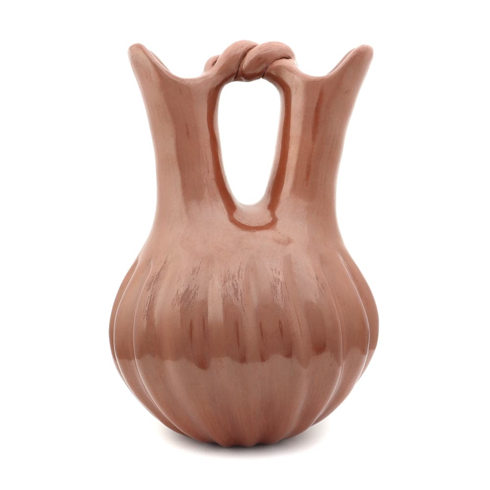 Helen Baca Shupla (1928-1985) - Santa Clara Redware Melon Wedding Vase c. 1984, 10.5" x 6.75" (P91949-088-105)
