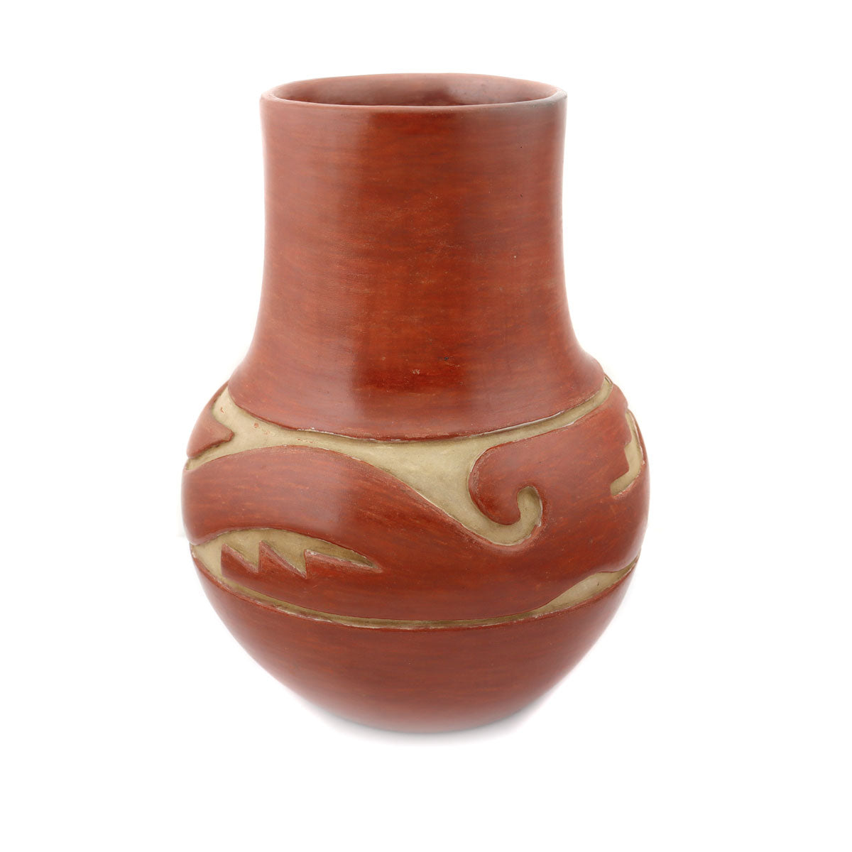 Teresita Naranjo (1919-1999) - Santa Clara Redware Vase with Carved Avanyu Design c. 1950-60s, 10" x 7.5" (P91963-0621-002)3