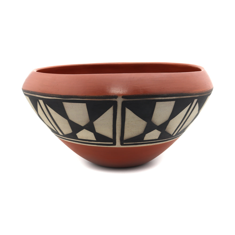 Paulita T. Pacheco - Santo Domingo (Kewa) Polychrome Dough Bowl c. 1991, 11.75" x 6" (P92375-066-002) 1