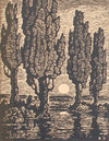 SOLD Birger Sandzen (1871-1954) - Poplars at Moonrise