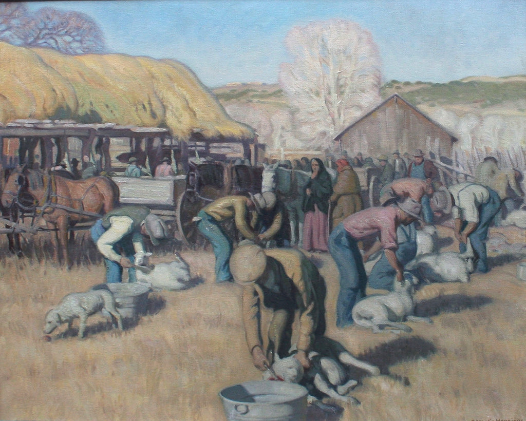 SOLD E. Martin Hennings (1886-1956) - Shearing Sheep at Los Cordovas