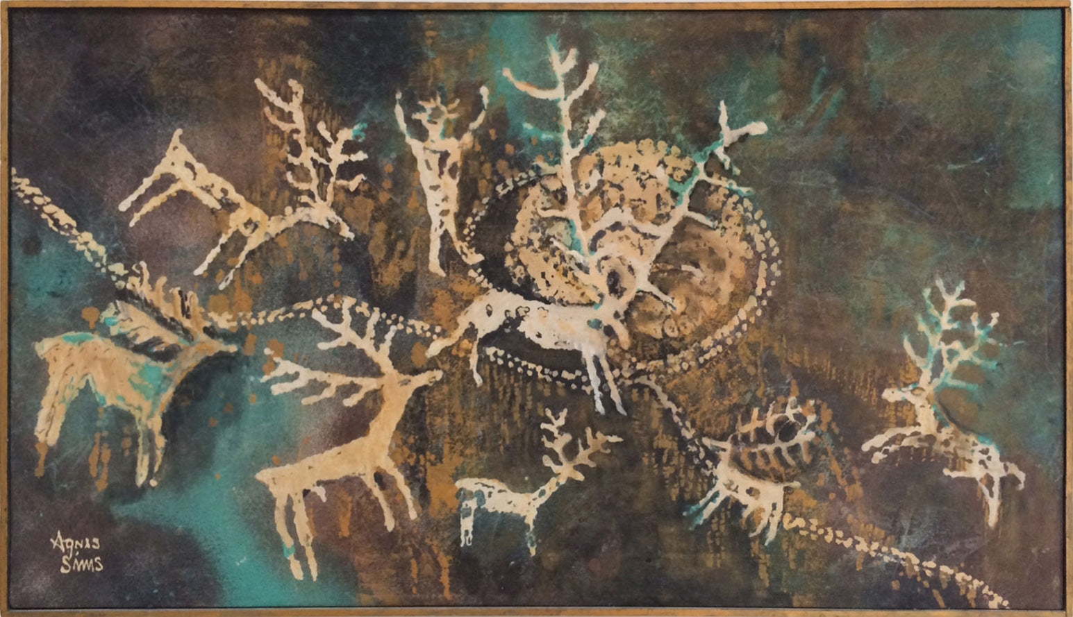 SOLD Agnes Sims (1910-1990) - Deer Petroglyph
