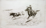 SOLD Edward Borein (1872-1945) - Roping a Bull